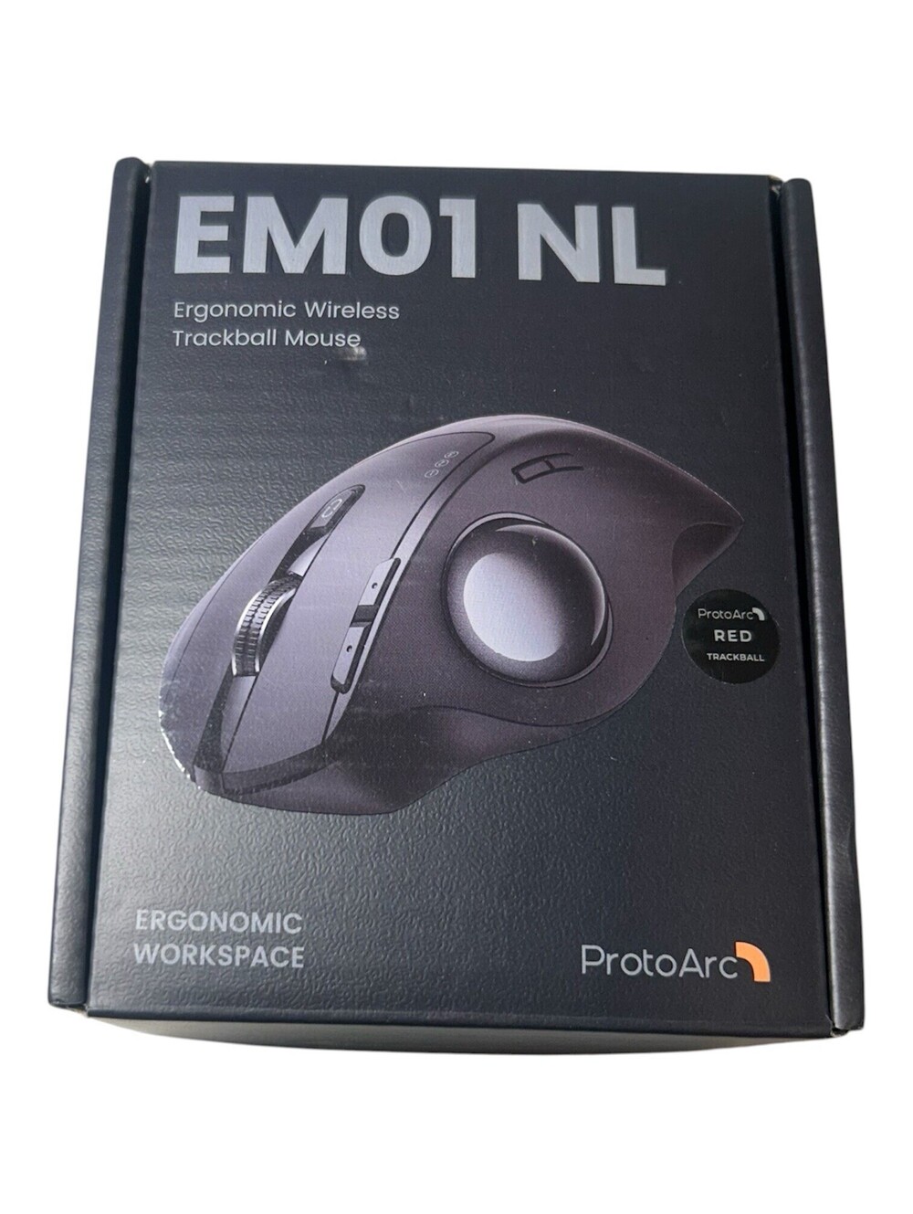 ProtoArc EM01 NL Ergonomic Bluetooth WIFI Trackball Mouse Rollerball Thumb Red